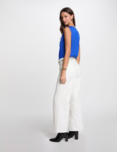 Top sans manches dentelle bleu electrique femme