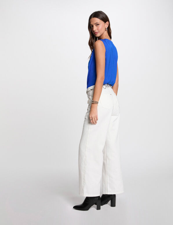 Top sans manches dentelle bleu electrique femme