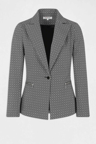 Veste droite imprimé géométrique marine femme