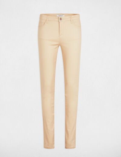 Pantalon skinny enduit beige femme