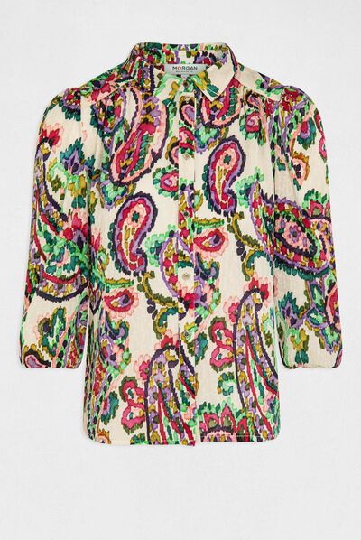 Chemise manches 3/4 imprimé cachemire multico femme