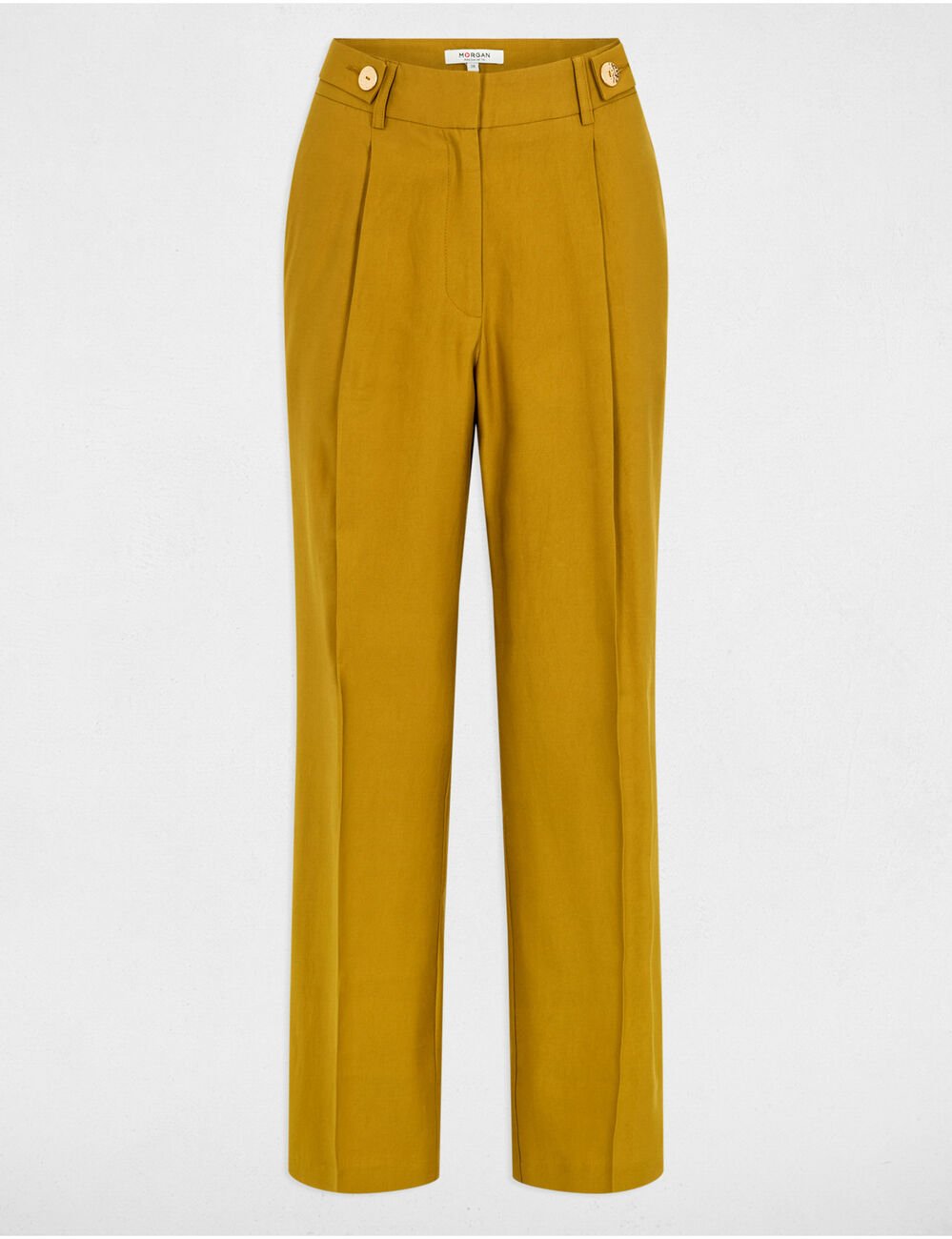 Pantalon carotte à pinces vert kaki femme