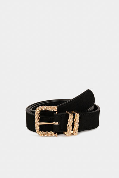 Ceinture à double passant noir femme