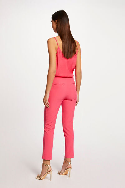 Pantalon city ajusté 7/8ème à pinces rose femme