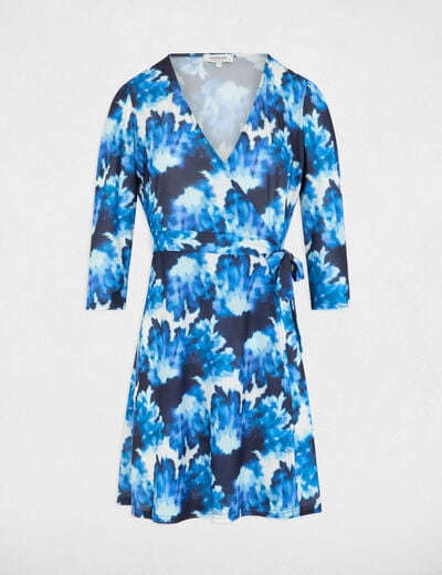 Robe courte ajustée imprimée multicolore femme