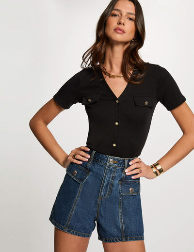 T-shirt manches courtes noir femme