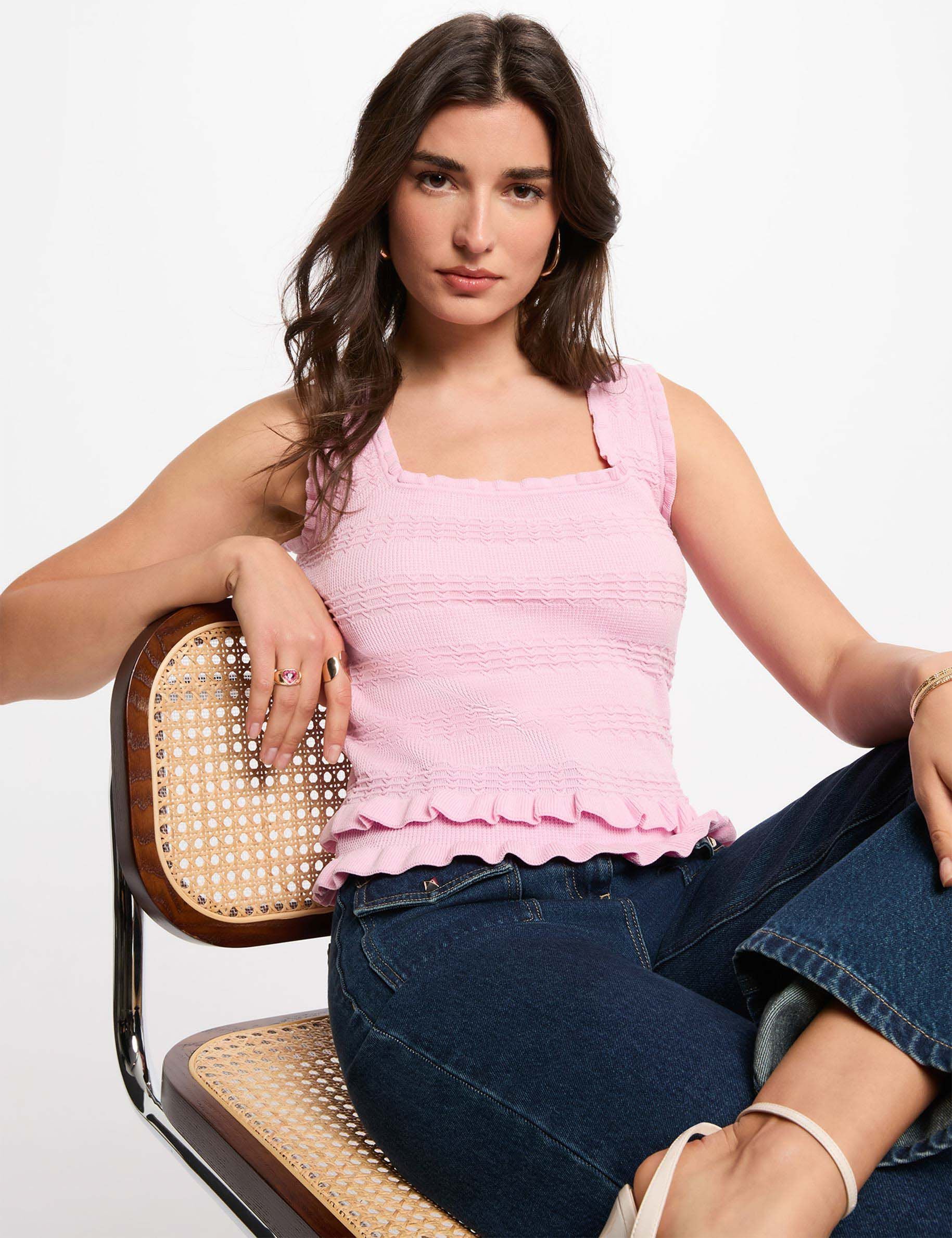 Pull sans manches ajusté femme