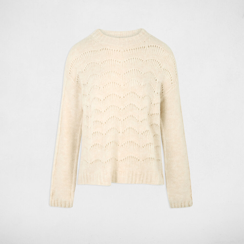 Pull manches longues ivoire femme