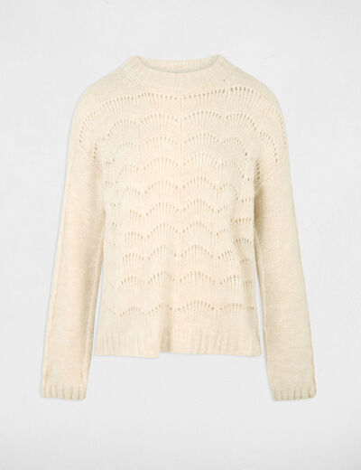 Pull manches longues ivoire femme