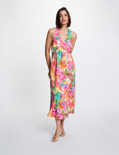 Robe fluide &agrave; motifs multicolore femme