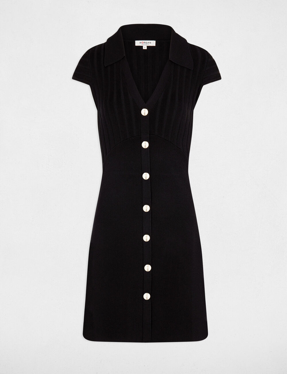 Robe tricot courte ajust&eacute;e noir femme