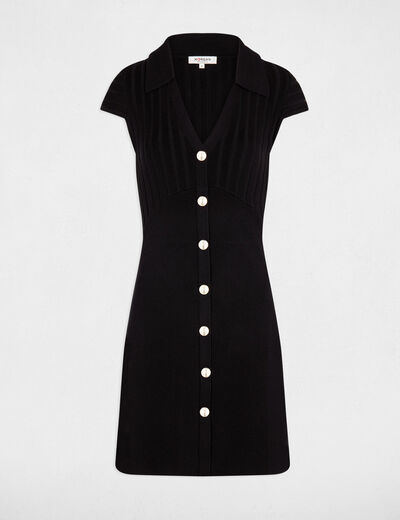 Robe tricot courte ajust&eacute;e noir femme