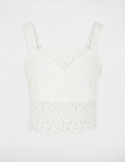 Debardeur dentelle cintr&eacute; blanc femme