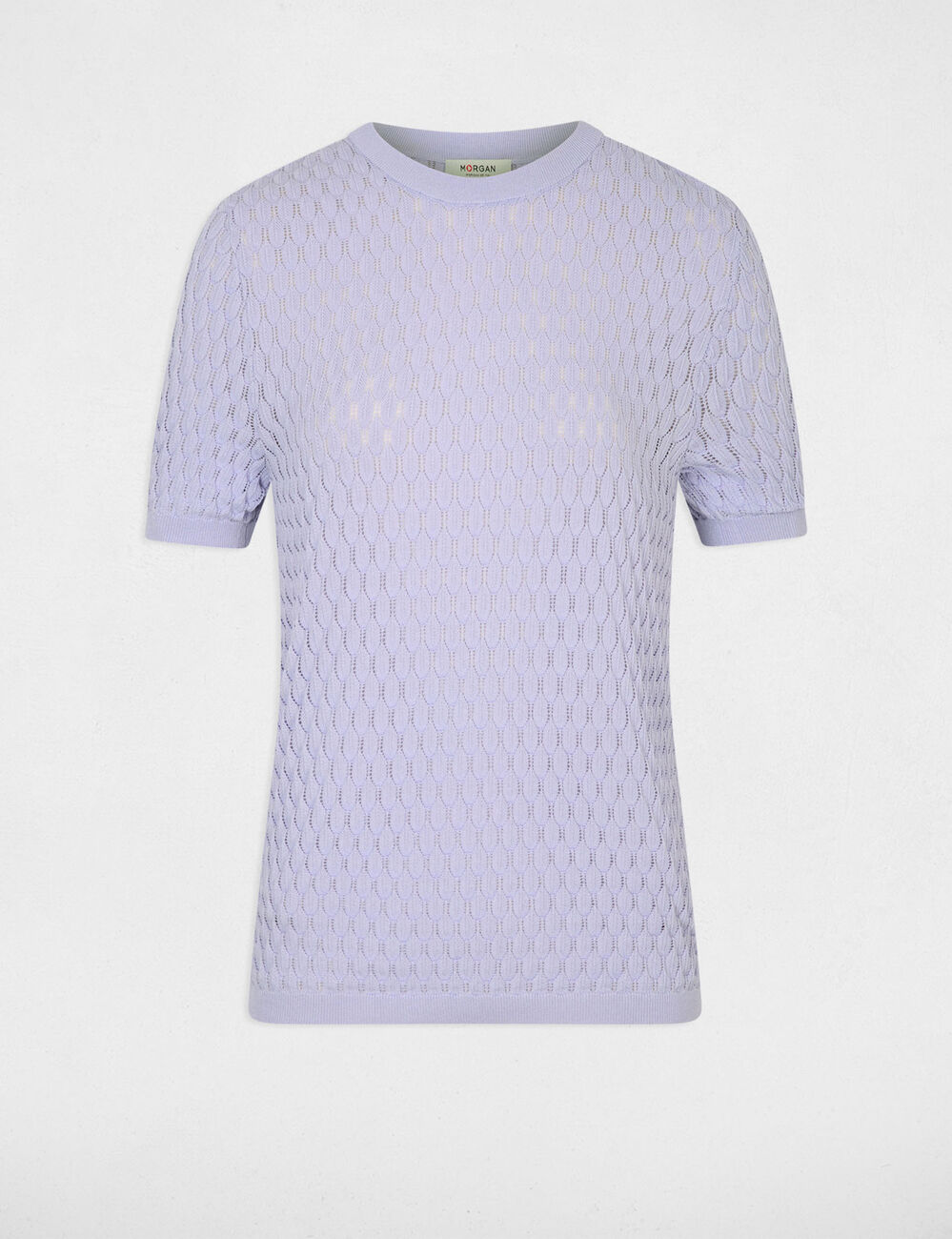 Pull fin col rond mauve femme