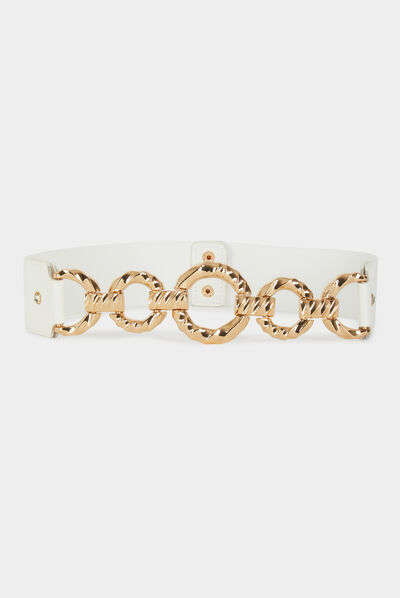 Ceinture élastiquée avec ornement blanc femme