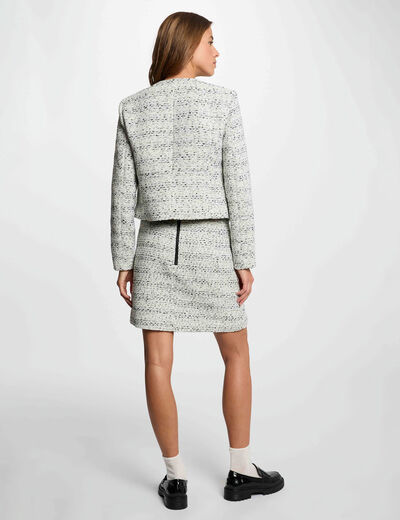 Veste droite col rond ivoire femme