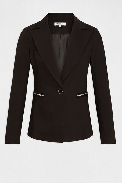 Veste city cintrée détails zippés noir femme
