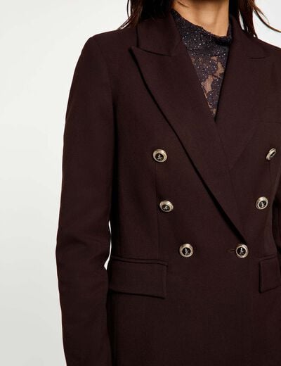 Blazer ajust&eacute; manches longues marron fonc&eacute; femme