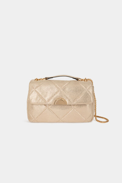 Sac pochette matelassé métallisé dore femme