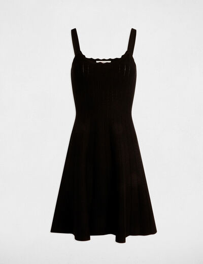 Robe tricot courte trapèze noir femme