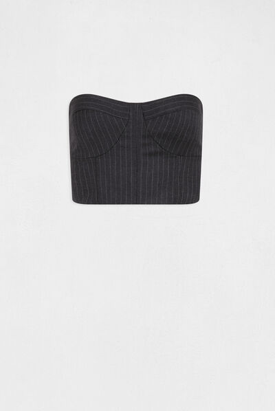Bustier sans manches à rayures gris anthracite femme