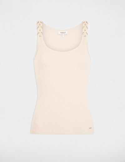 T-shirt cintr&eacute; col rond blanc femme