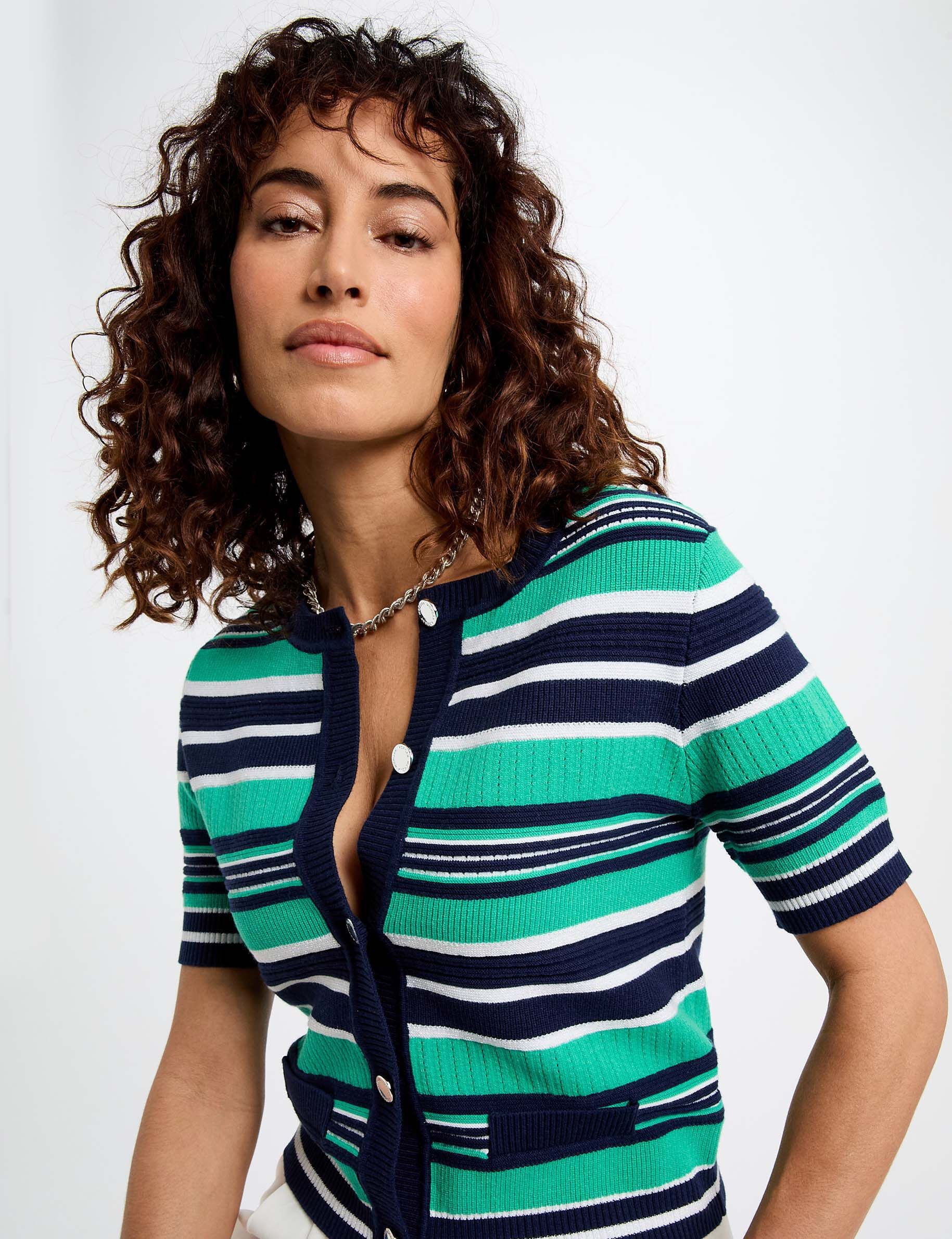 Gilet manches courtes rayé - Morgan - Modalova