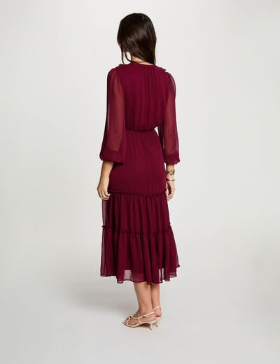 Robe longue fluide bordeaux femme