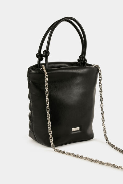 Sac seau avec fronces noir femme