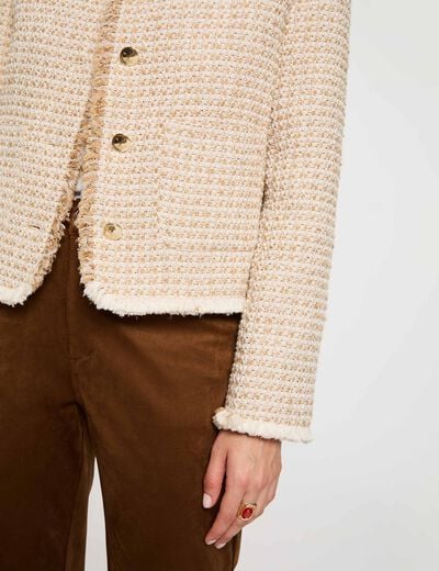 Veste tweed cropped multicolore femme