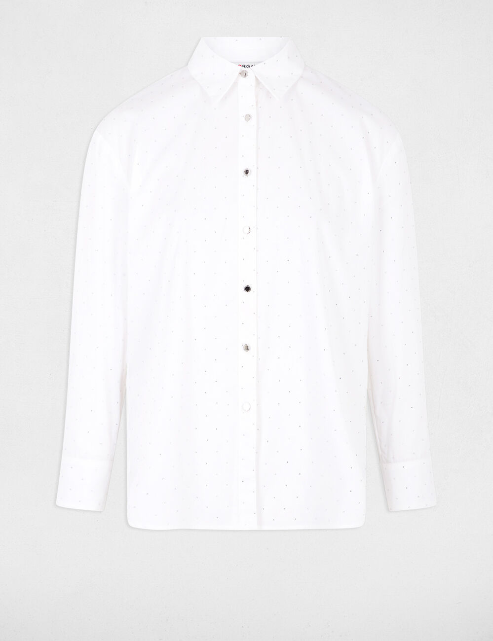 Chemise manches longues strass blanc femme