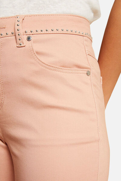 Pantalon slim avec clous vieux rose femme