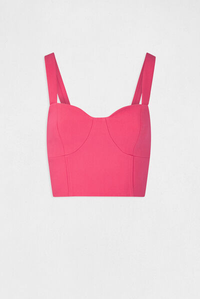 Bustier crop top zippé rose moyen femme