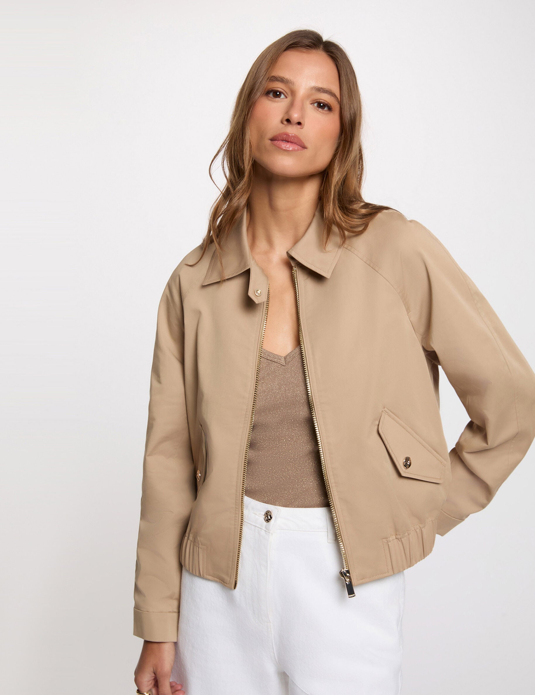 Blouson court col ouvert femme