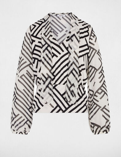 Top manches longues imprimé blanc femme