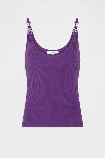Débardeur pull avec détails chaînes violet fonce femme