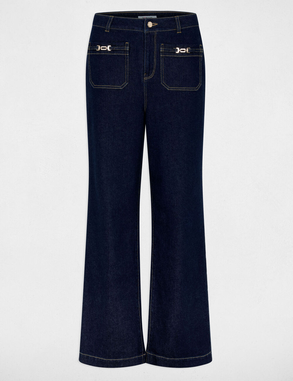 Jeans large avec ornements denim brut femme