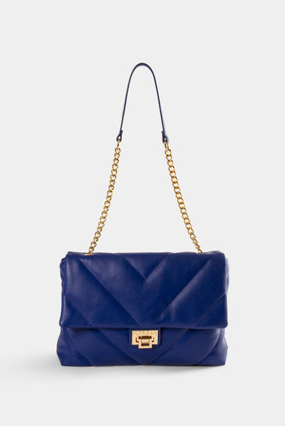 Sac rectangulaire matelassé bleu femme