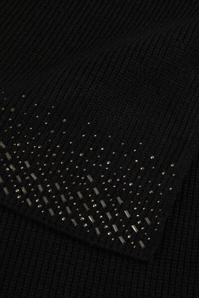 Écharpe tricotée avec strass noir femme