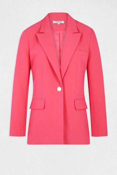 Veste cintrée col cranté à revers rose moyen femme