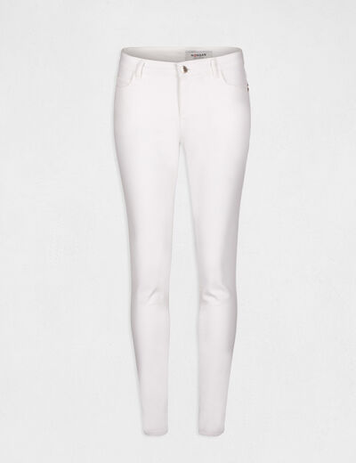 Jeans skinny taille basse ecru femme