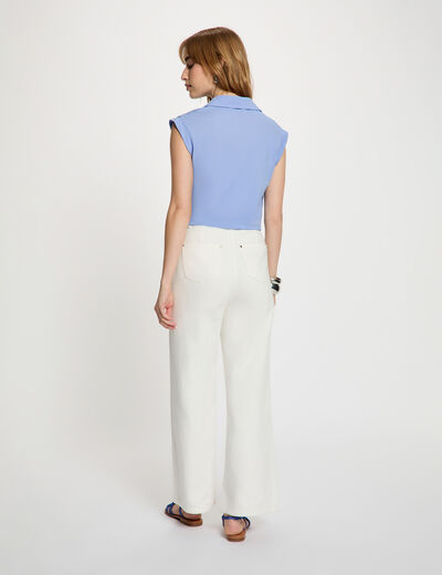 Chemise nou&eacute;e sans manches bleu lavande femme