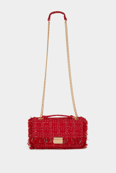Sac pochette avec franges rouge femme