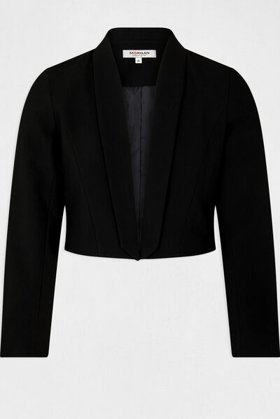 Veste boléro droite manches 3/4 noir femme