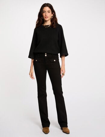 Jeans bootcut poches à rabat noir femme