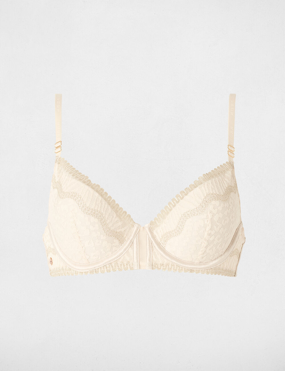 Soutien-gorge dentelle bretelles fines beige femme