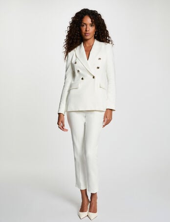 Pantalon slim uni blanc femme