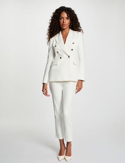 Pantalon slim uni blanc femme