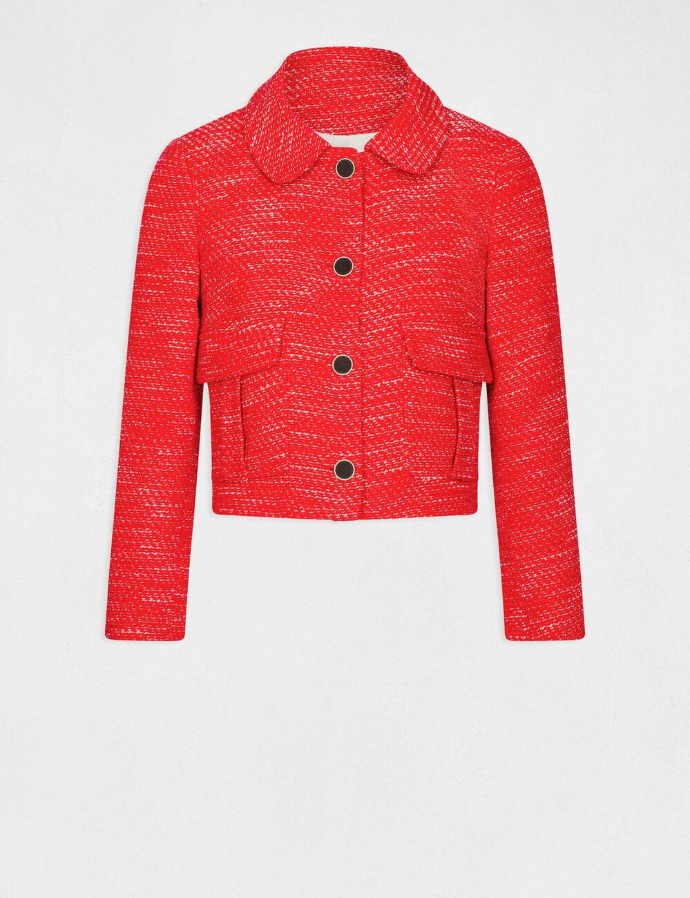 Veste droite boutonn&eacute;e rouge femme