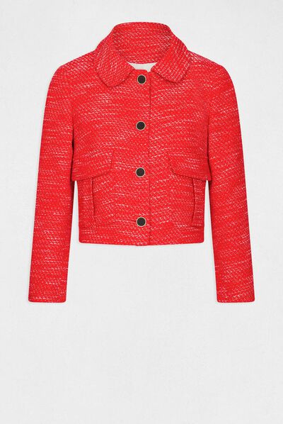 Veste droite boutonnée rouge femme